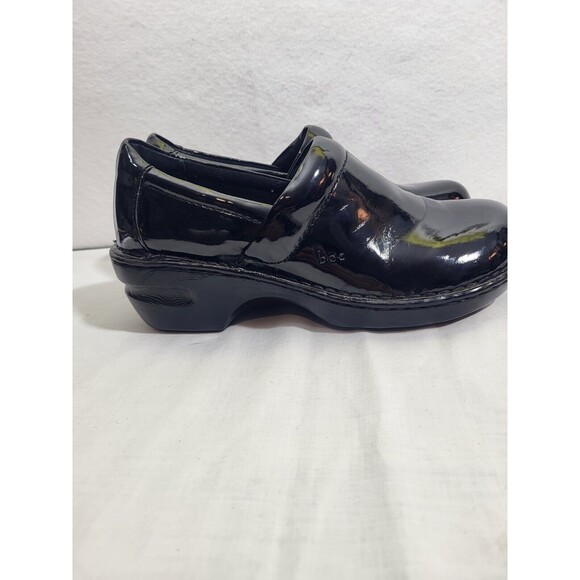 B.O.C. Nurse Platform Leather Slip On Clogs Work Shoes 9 Black Shiney - Picture 5 of 7